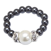 MagneHealth black hematite ring with magnetic focal bead for balance.