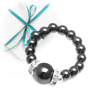 MAGNEHEALTH black hematite stretch ring with beaded design for daily comfort.