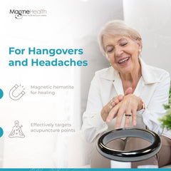 MAGNEHEALTH hematite ring side view showing fit on finger