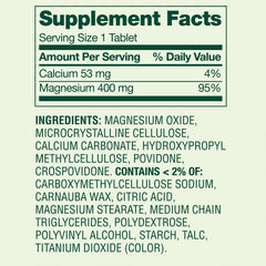 Magnesium oxide 400mg tablet closeup pill; easy to swallow.