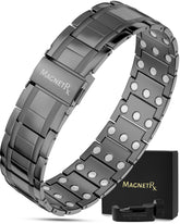 MagnetRX 3X strength bracelet in gunmetal titanium for daily wear.