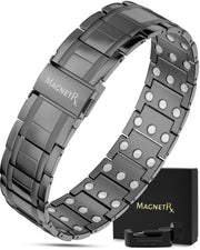 MagnetRX 3X strength bracelet in gunmetal titanium for daily wear.
