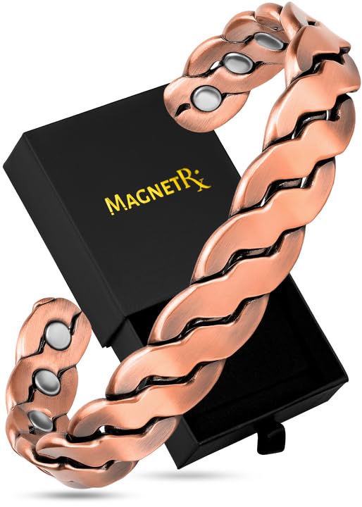 MagnetRX copper magnetic bracelet twisted close-up for daily wear