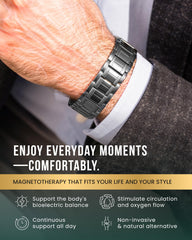 Fold-over clasp close-up on MagnetRX bracelet for secure wear.