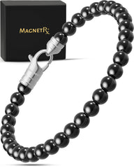 MagnetRX hematite bracelet classic close-up showing premium 6mm beads