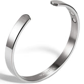 MagnetRX polished silver women's bracelet close-up; hypoallergenic, durable everyday wear.