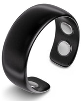 MagnetRX magnetic ring in black front view, ideal for daily wear and style.