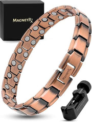MagnetRX Pure Copper bracelet for men in Leo style — close-up view of adjustable links