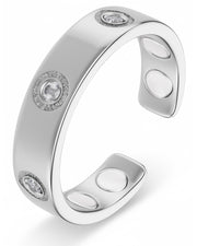 MagnetRX women's ring with crystal accents in silver for everyday elegance.