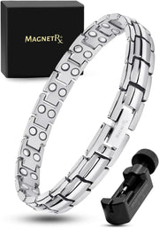 MagnetRX women's ultra-strength bracelet in silver for everyday wear and comfort.