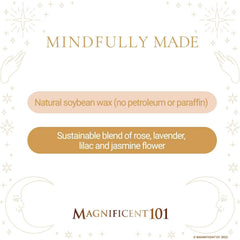 Magnificent 101 42-hour burn time for extended fragrance and mindful moments.