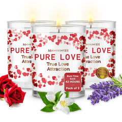 Magnificent 101 manifest true love candle set in a trio, ideal for rituals and ambiance.
