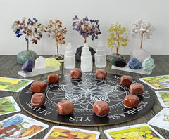 MAIBAOTA red jasper stones arranged for vase decor.