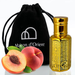 Maison d'Orient Peach Perfume Oil bottle front with vibrant peach notes for lasting scent