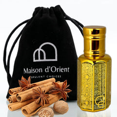 Maison d'Orient Spice & Bloom opening note, bold cinnamon and citrus spark.