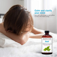 Majestic Pure Basil oil showcased in diffuser for aromatherapy sessions.