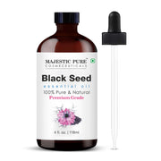 Majestic Pure Black Seed Oil bottle in amber glass suitable for diffusers.
