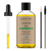 Majestic Pure Castor Oil bottle with pump for quick, precise application.