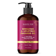 Majestic Pure Cocoa Massage Oil bottle with easy pump application for relaxing massage