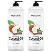 Majestic Pure fractionated coconut oil pack of 2 bottles for convenient at-home massage and dilution.