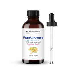 Majestic Pure frankincense oil bottle for diffusion and aromatherapy use.