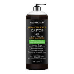 Majestic Pure Castor Oil pour demonstrates quick absorption for massages.