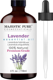 Majestic Pure Lavender Oil bottle with dropper for easy aromatherapy use