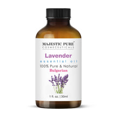 Majestic Pure Lavender Oil in amber bottle protects fragrance from light