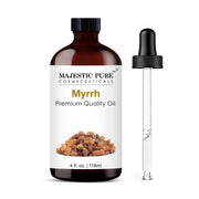 Majestic Pure myrrh oil bottle closeup for precise aroma blending.