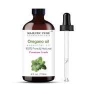 Majestic Pure oregano oil bottle pour shows precise drop control for diffusers.