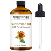 Majestic Pure sunflower oil bottle with glass dropper for precise dosing in DIY blends.