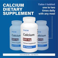 MAJOR calcium tablets bottle front view—convenient daily supplementation for busy days.