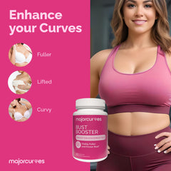 Model wearing a top showcases a more confident silhouette with Major Curves Bust Booster.