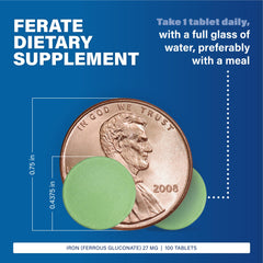 MAJOR Ferate Tabs tablets packshot showing daily iron supplement.