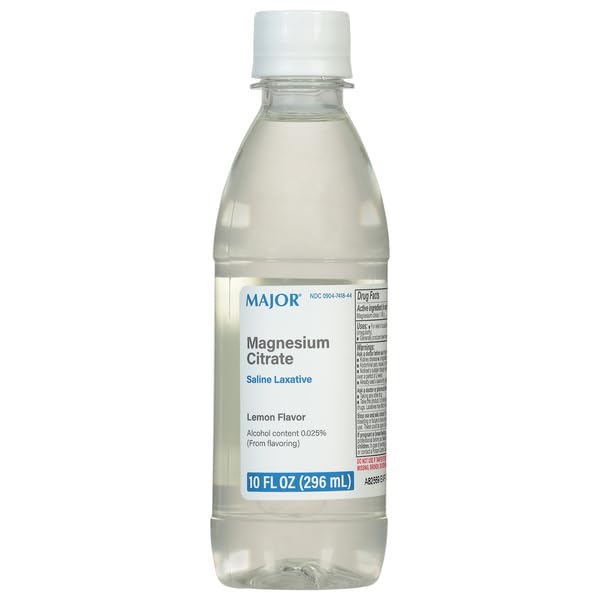 Major Magnesium Citrate laxative bottle with lemon flavor suggesting occasional relief.