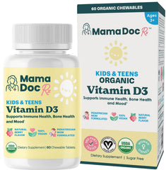 MamaDoc Rx Kids D3 chewables 800 IU bottle for daily routine