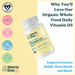 MamaDoc Rx Organic D3 chewables ingredients panel