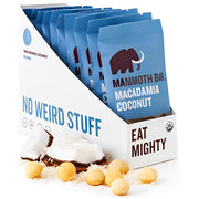 Mammoth Bar Macadamia Coconut Bar close-up, a protein-packed, organic snack.