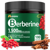 Manewu Berberine capsules close-up highlighting potent 1500mg formula for daily balance