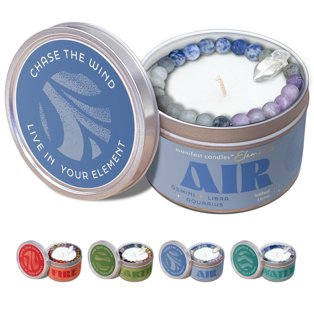 MANIFEST CANDLES zodiac air candle for Aquarius, Gemini, Libra promotes calm focus