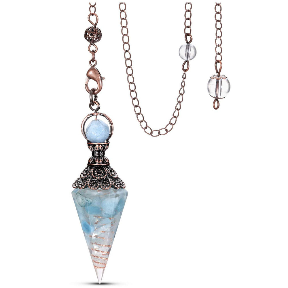 MANIFO Aquamarine pendulum with six facets for focused dowsing sessions.