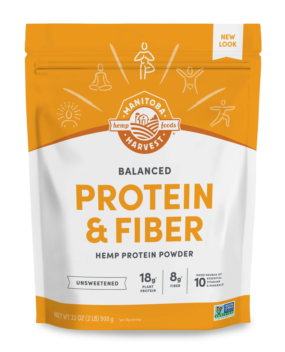 Manitoba Harvest Hemp Yeah balanced powder front packaging with unsweetened formula