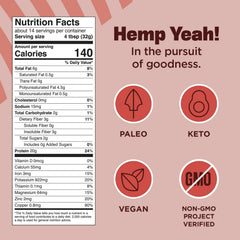 Manitoba Harvest Hemp Yeah powder scoop highlighting precise serving size