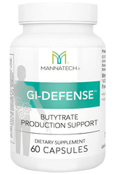 Mannatech Butyrate supplement bottle close-up highlighting gut support and digestion.