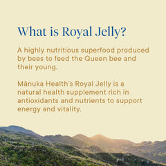 Packaging foil pouch for Manuka Health Royal Jelly Capsules indicates value and six-month supply.