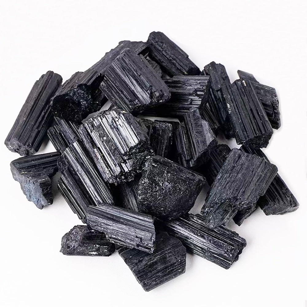 MAOSGO Black Tourmaline Crystals raw 1lb bundle for absorbing negative energy at home