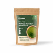 MAPL Moringa powder in a resealable pouch to boost daily nutrition in smoothies.