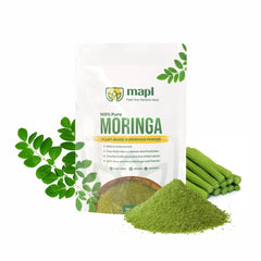 MAPL Moringa powder blended into a smoothie for a quick nutritional boost.