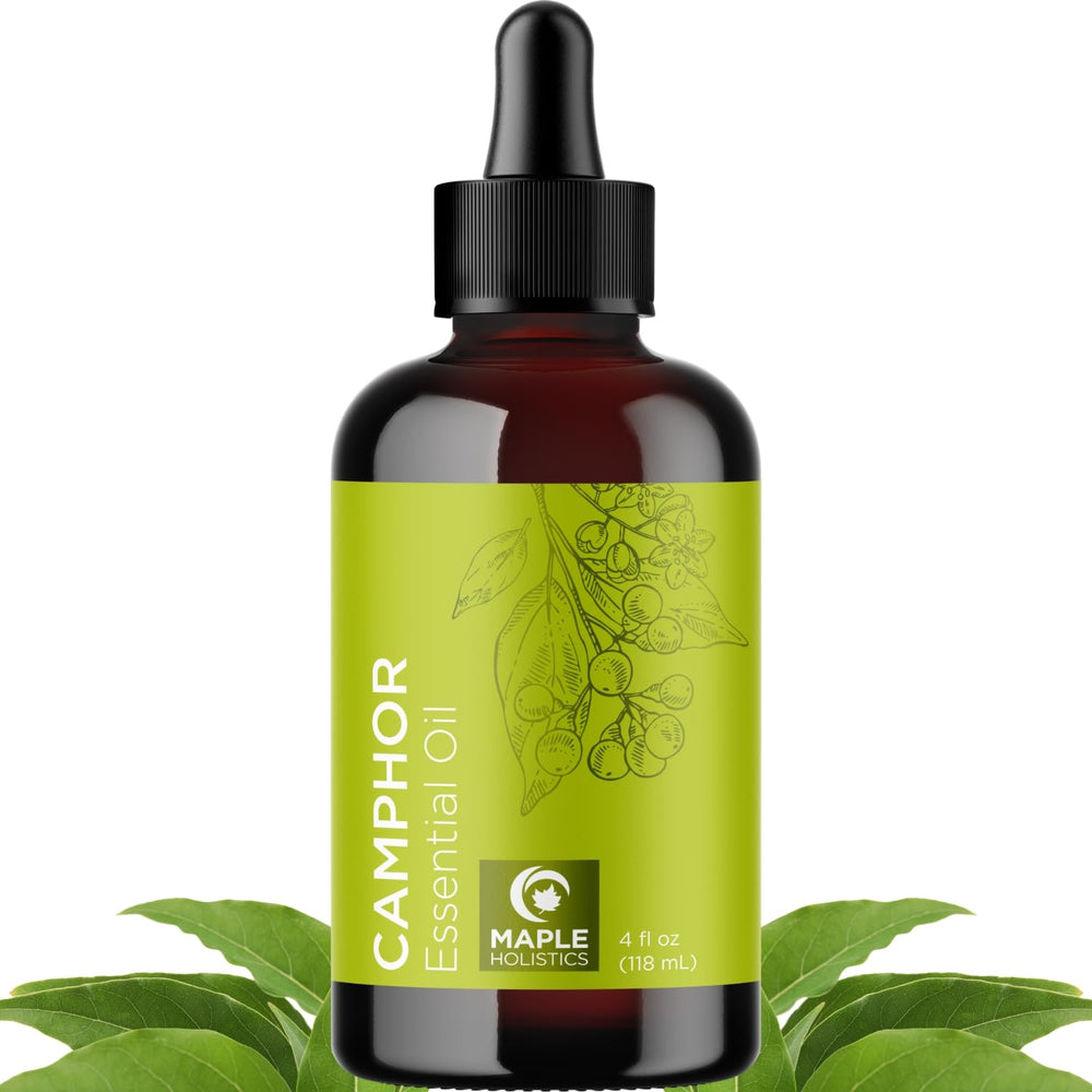 Maple Holistics camphor oil bottle for diffusion and topical use.