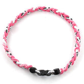 MapofBeauty 18-inch three braided rope tornado necklace in pink and white, possible focus boost.